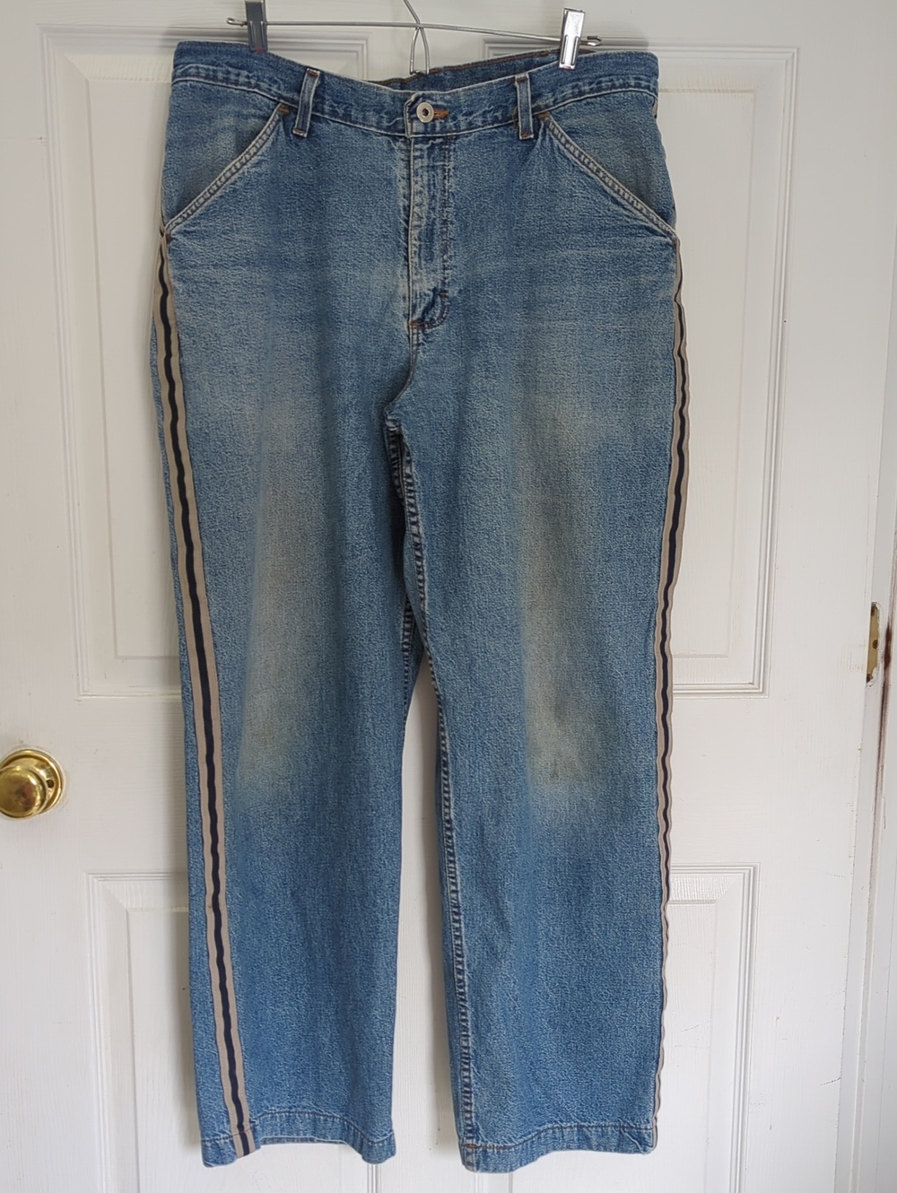 90's Brittania Track Side Stripe Jeans